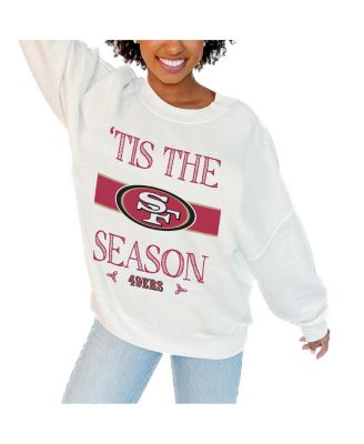 Gameday Couture - Women's White San Francisco 49ers Oversized Take A Holiday Pullover Sweatshirt