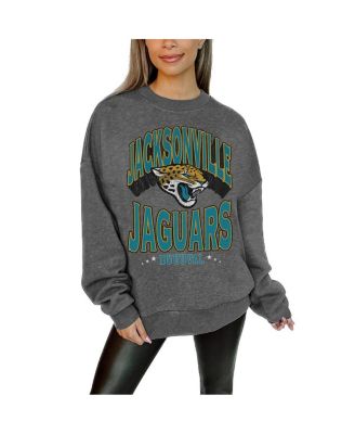 Gameday Couture - Women's Charcoal Jacksonville Jaguars Oversized Long Weekend Premium Fleece Drop Shoulder Pullover Sweatshirt