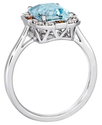 Aquamarine (1.60 ct. t.w.), Nude Diamond (.12 ct. t.w.) and Chocolate Diamond Ring (.07 ct. t.w.) in 14k Vanilla Gold