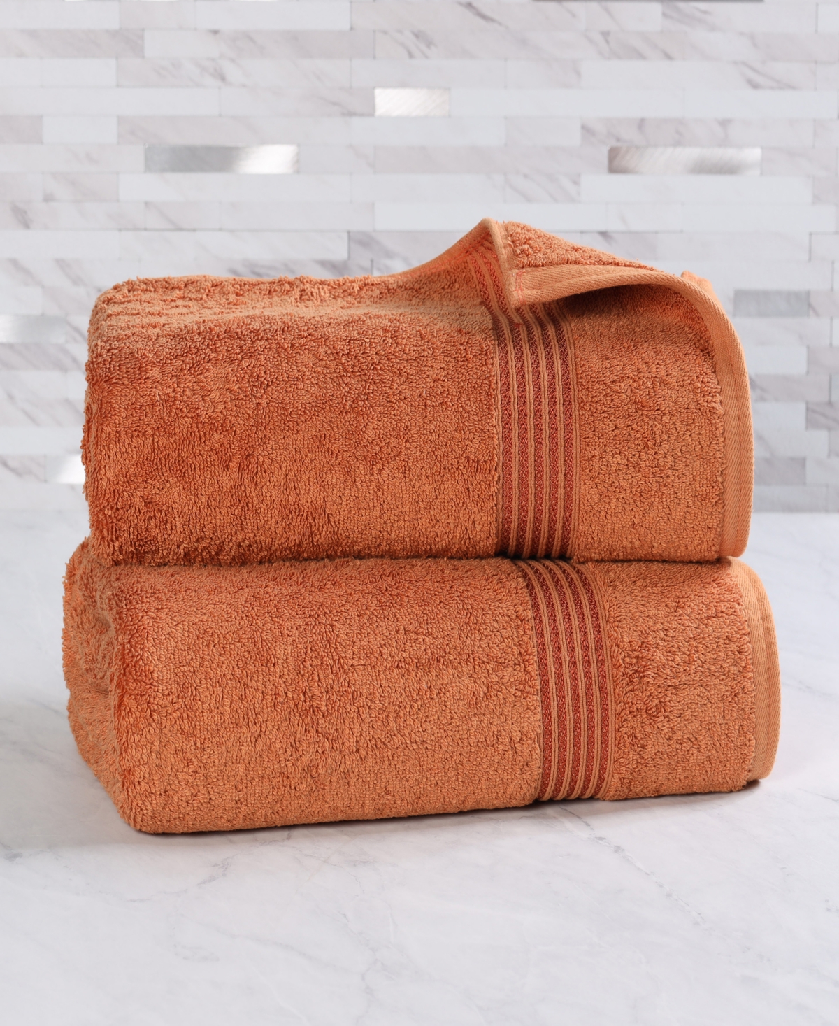 Superior Solid Quick Drying 100% Egyptian Cotton 2-pc Bath Sheet Set In Brown