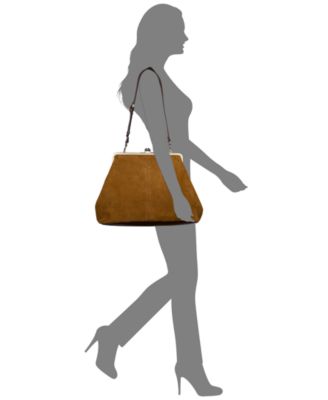 Extra Large Suede Serafina Frame Kiss-Lock Bag