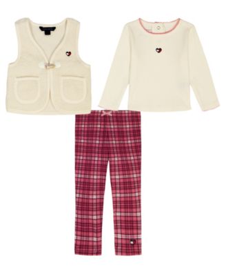 Tommy Hilfiger - Baby Girls 3-Piece Crewneck T-Shirt, Vest, and Leggings Set