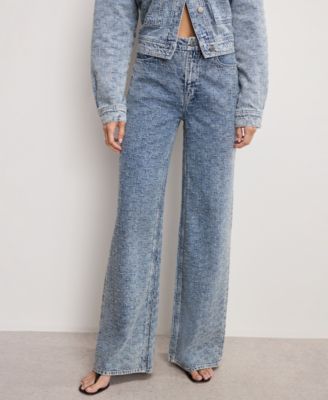 Good American - Women's Good Wide Leg Mid-Rise Denim Jeans, Regular and Plus Size