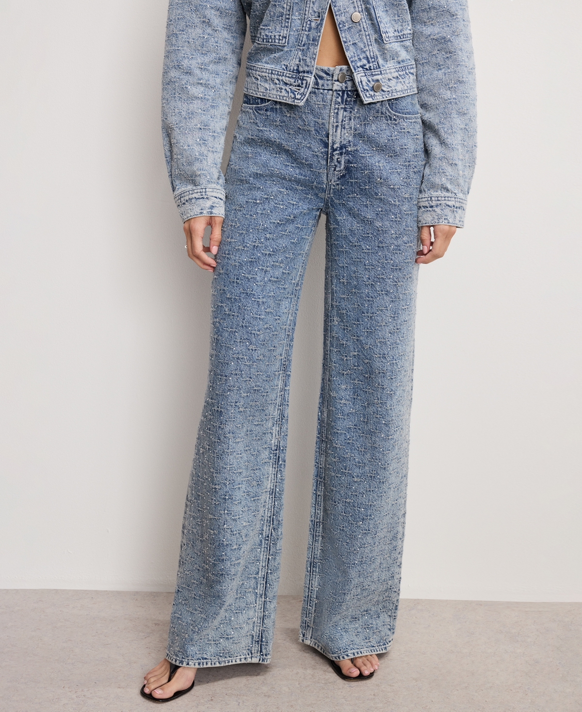 Good American Women's Wide Leg Mid-Rise Denim Jeans, Regular and Plus