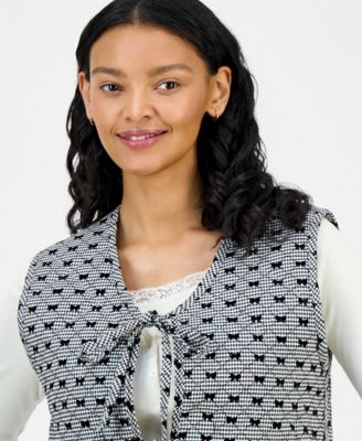 Juniors' Tie-Front Sleeveless Reversible Vest