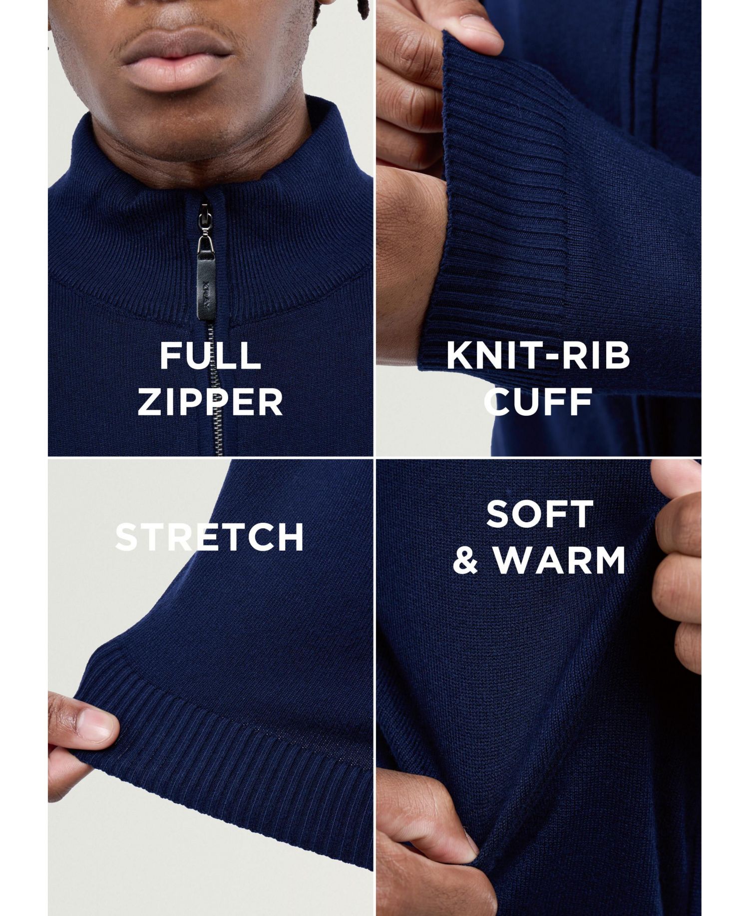 X RAY Men's Full Zip Mock Neck Sweater