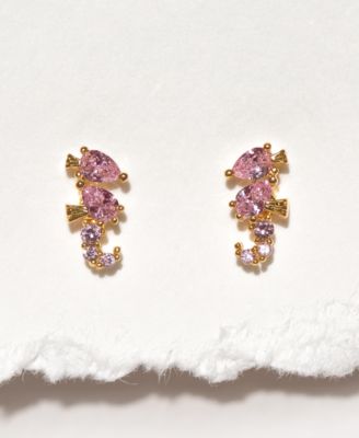 Crystal Gold Plated Sparkling Seahorse Studs