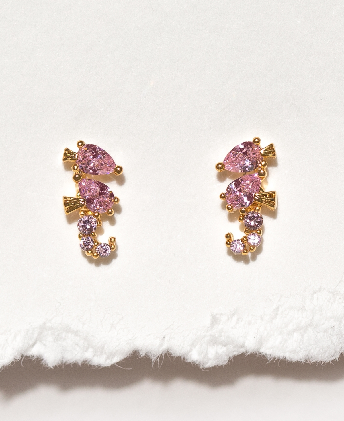 Girls Crew Crystal Gold Plated Sparkling Seahorse Studs
