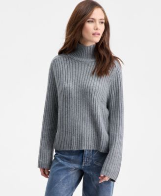 Women's Mock-Neck Ribbed Sweater, Macy's Exclusive