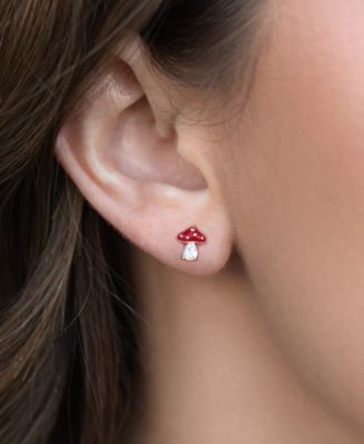 Crystal Gold Plated Magical Mushroom Studs