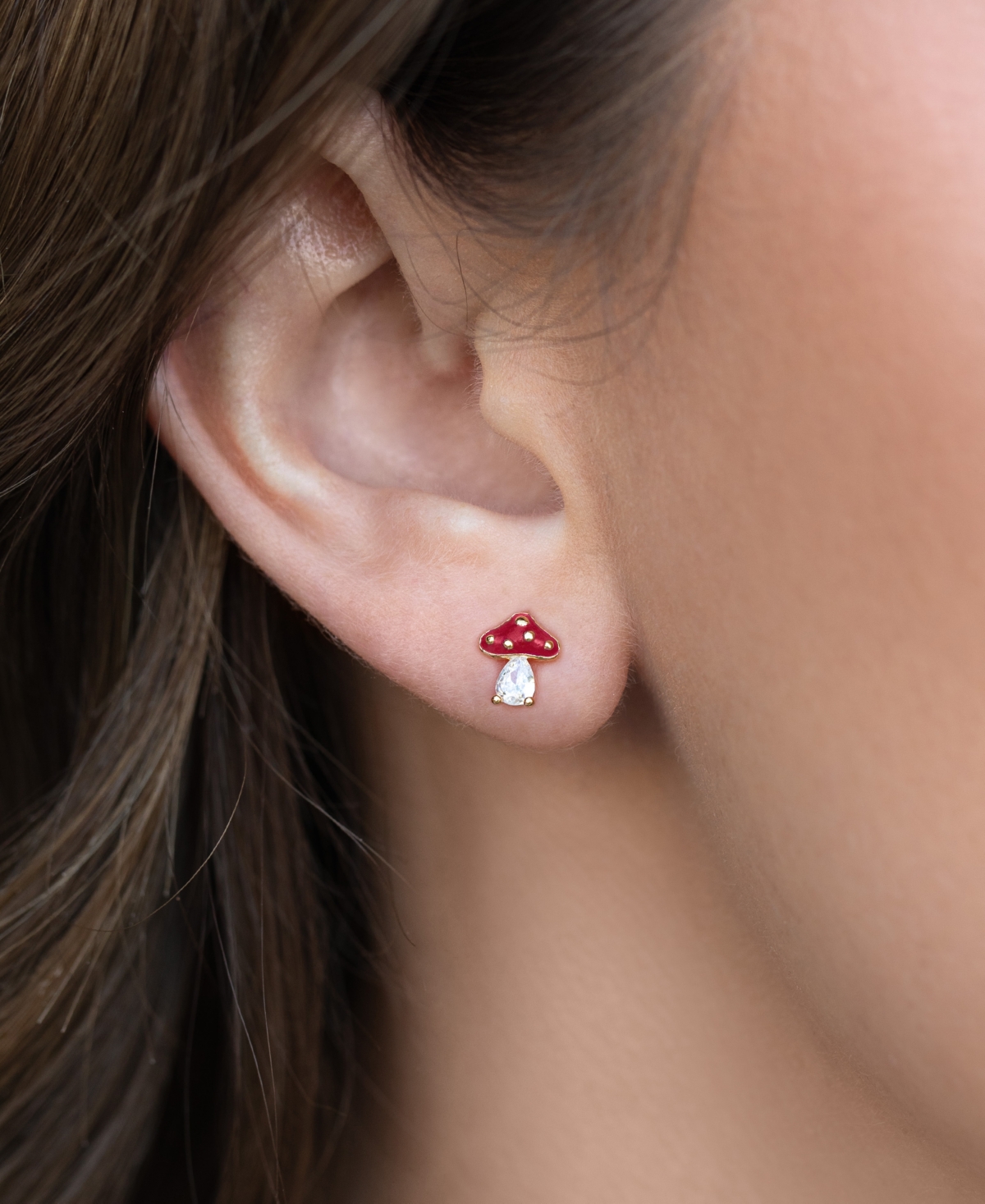 Girls Crew Crystal Gold Plated Magical Mushroom Studs In Gold