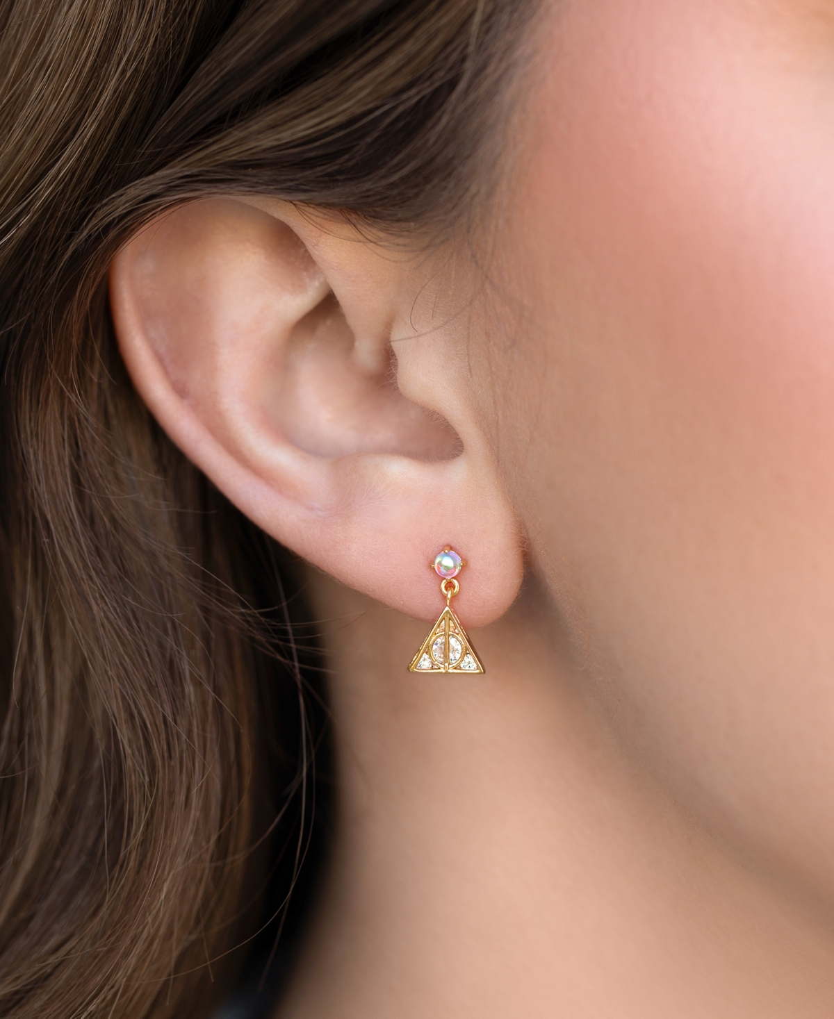 Girls Crew Harry Potter Deathly Hallows Crystal Earrings In Gold