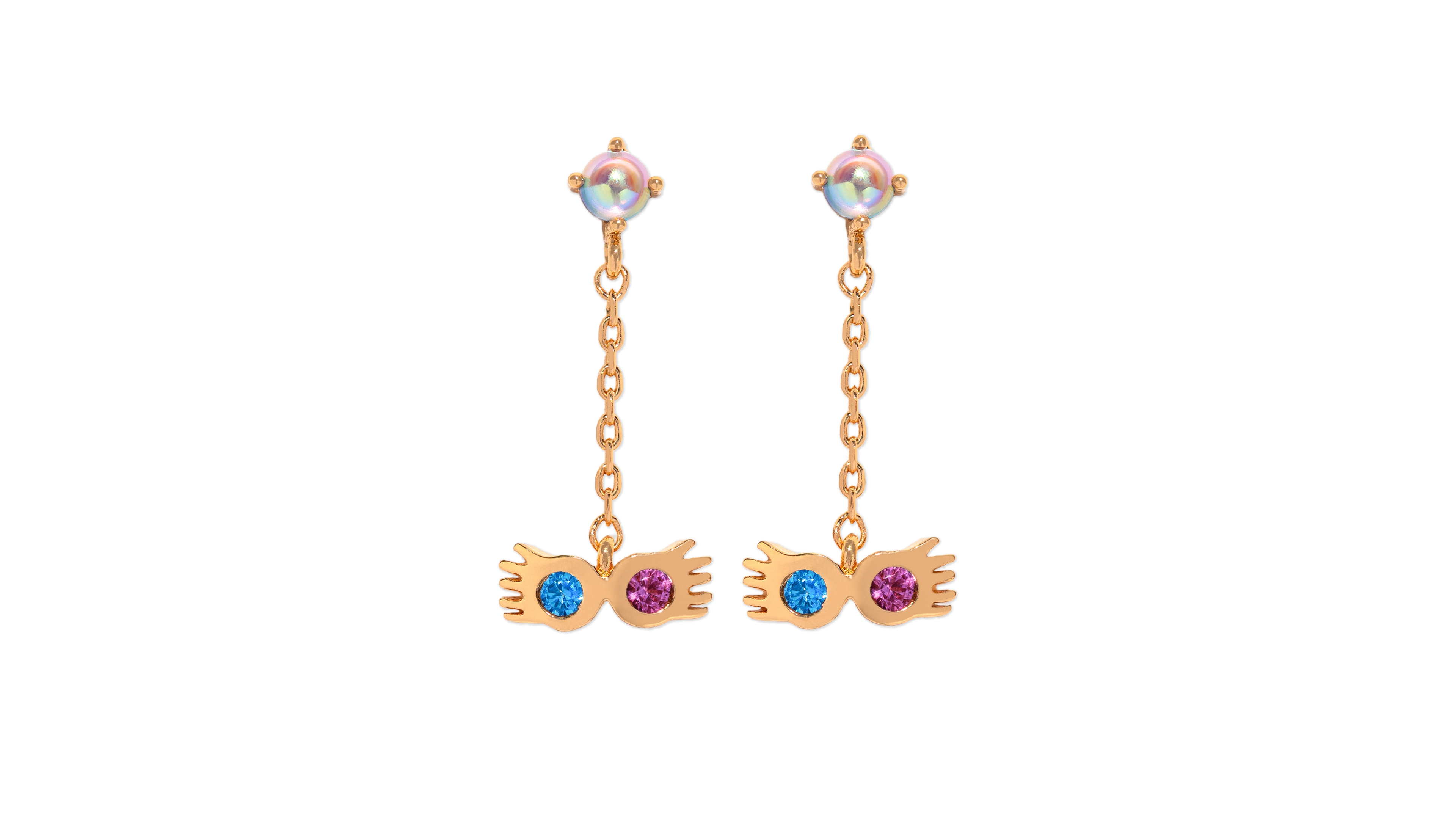 Girls Crew Harry Potter Luna Lovegood Crystal Gold Plated Dangle Earrings