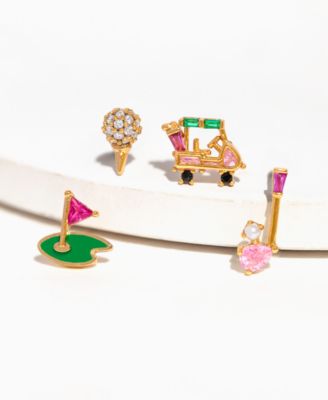 Crystal Gold Plated Hole In One Stud Set