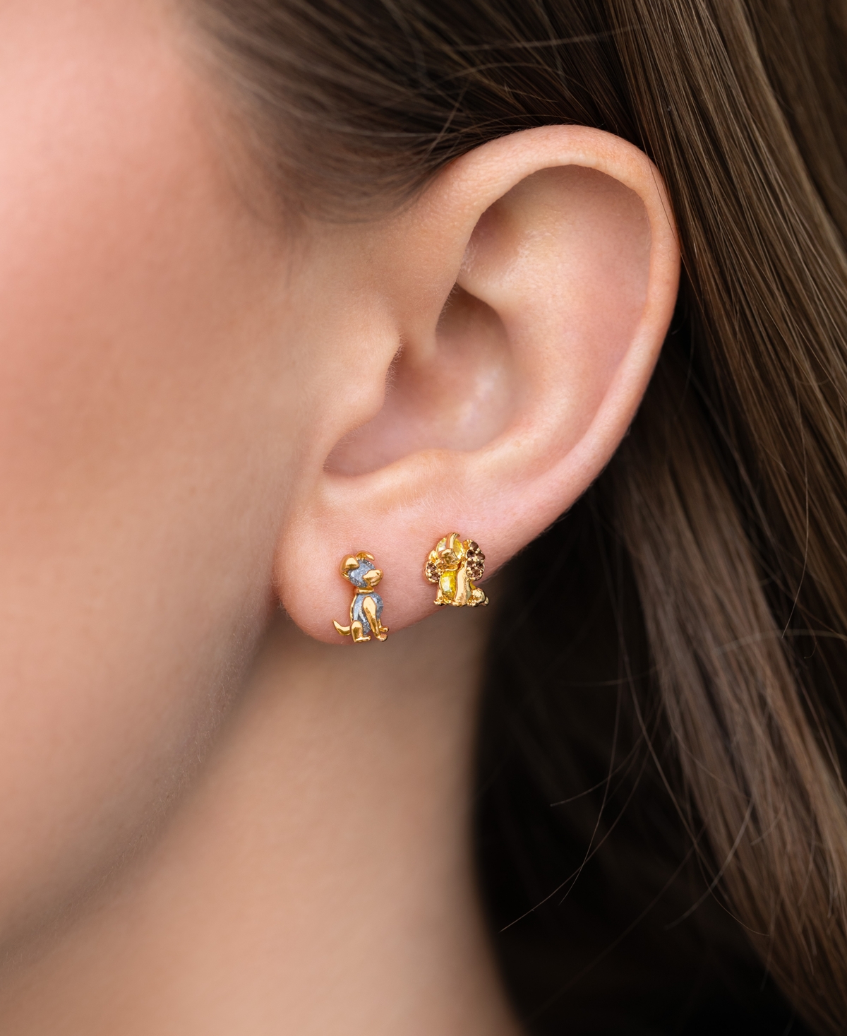 Girls Crew Crystal Gold Plated Disney Lady And The Tramp Stud Earrings In Gold