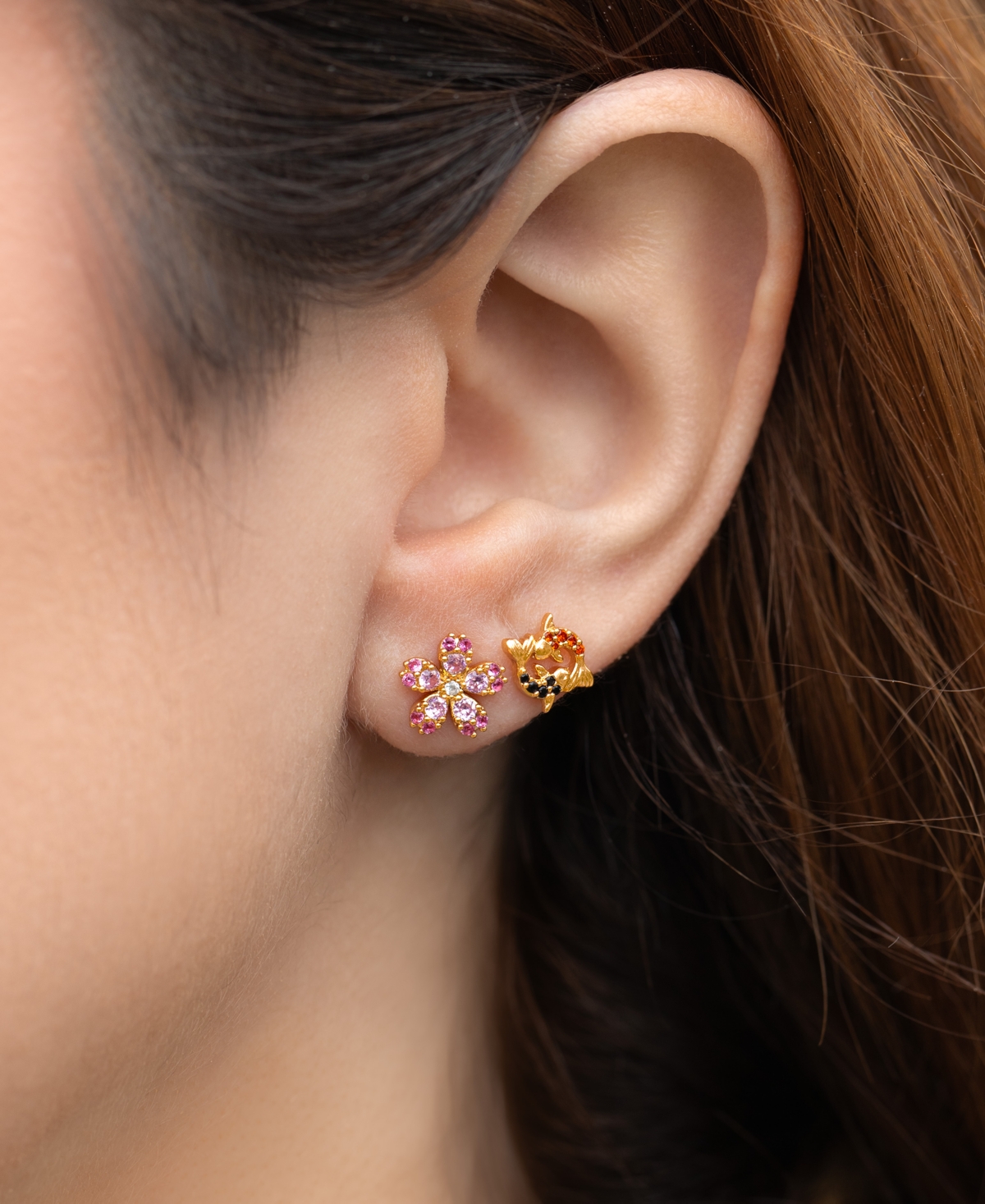 Girls Crew Crystal Tokyo Gold Plated Stud Set In Gold