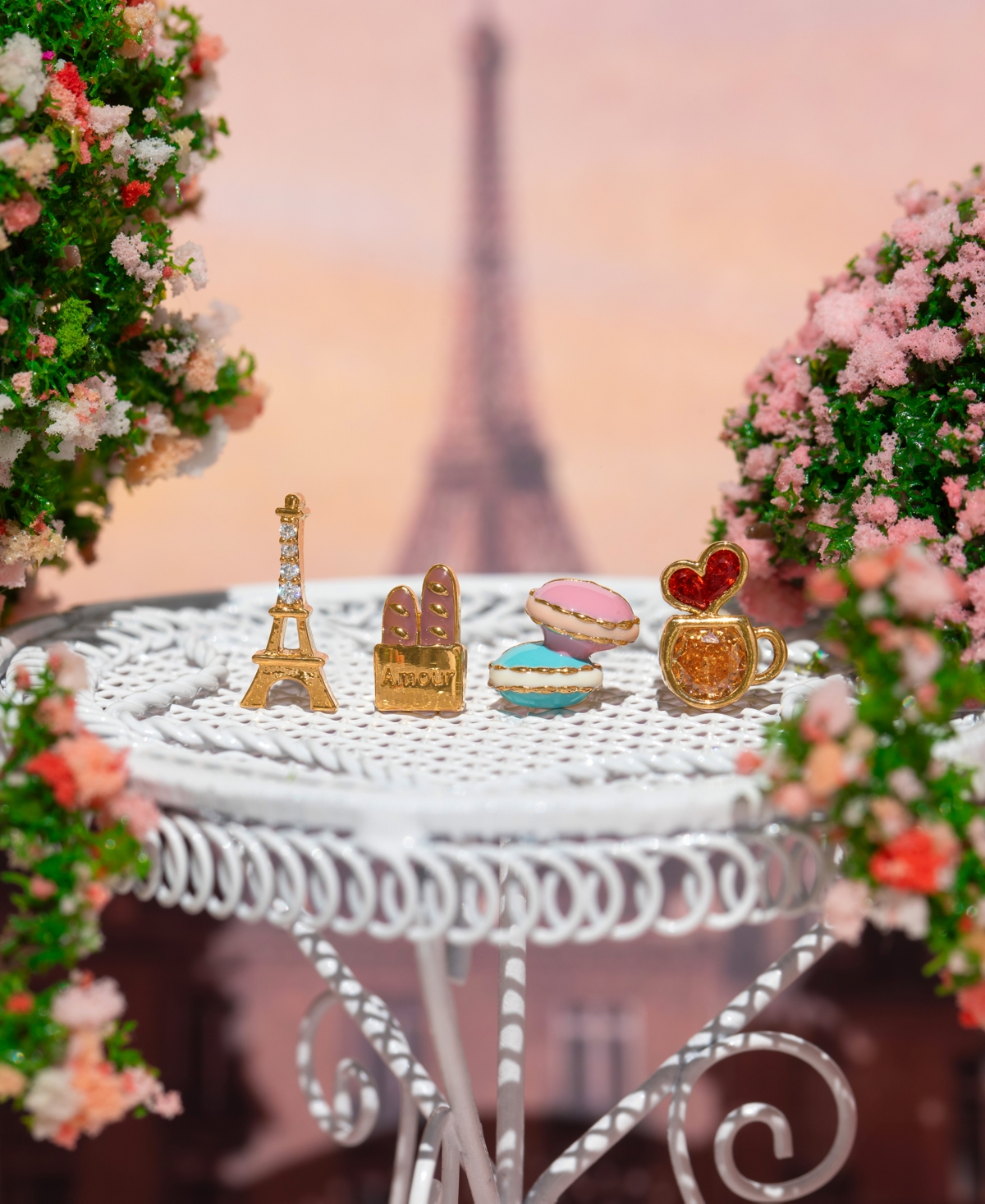 Girls Crew Crystal Enamel Cafe De Paris Stud Set In Gold