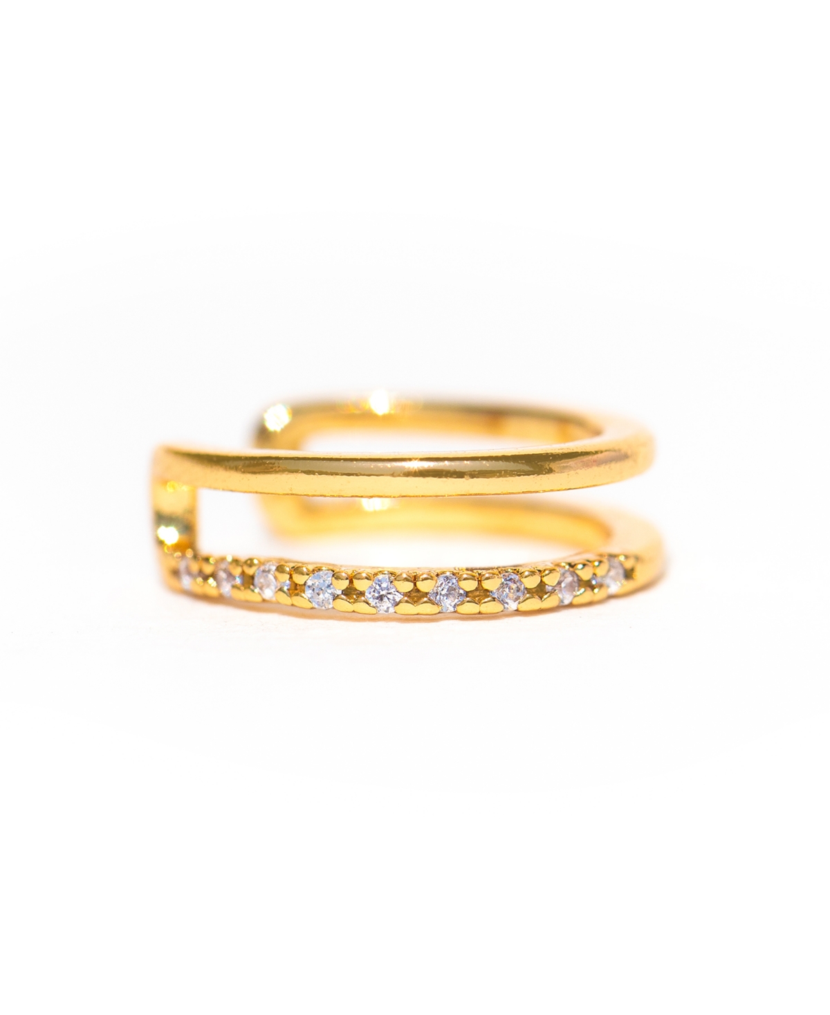 Girls Crew Crystal Gold Plated Moments Cuff Earrings