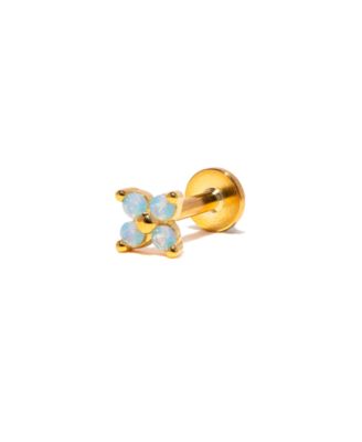 Crystal Gold Plated Blue Blossom Flat Back Earrings