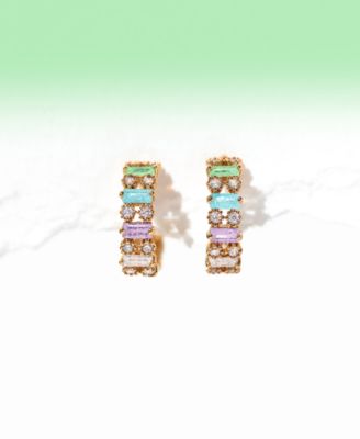 Crystal Gold Plated Aloe Hoop Earrings