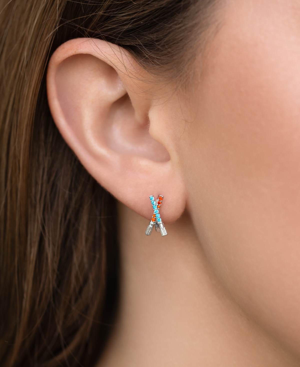 Girls Crew Crystal Star Wars Lightsaber Duel Hoops In Silver