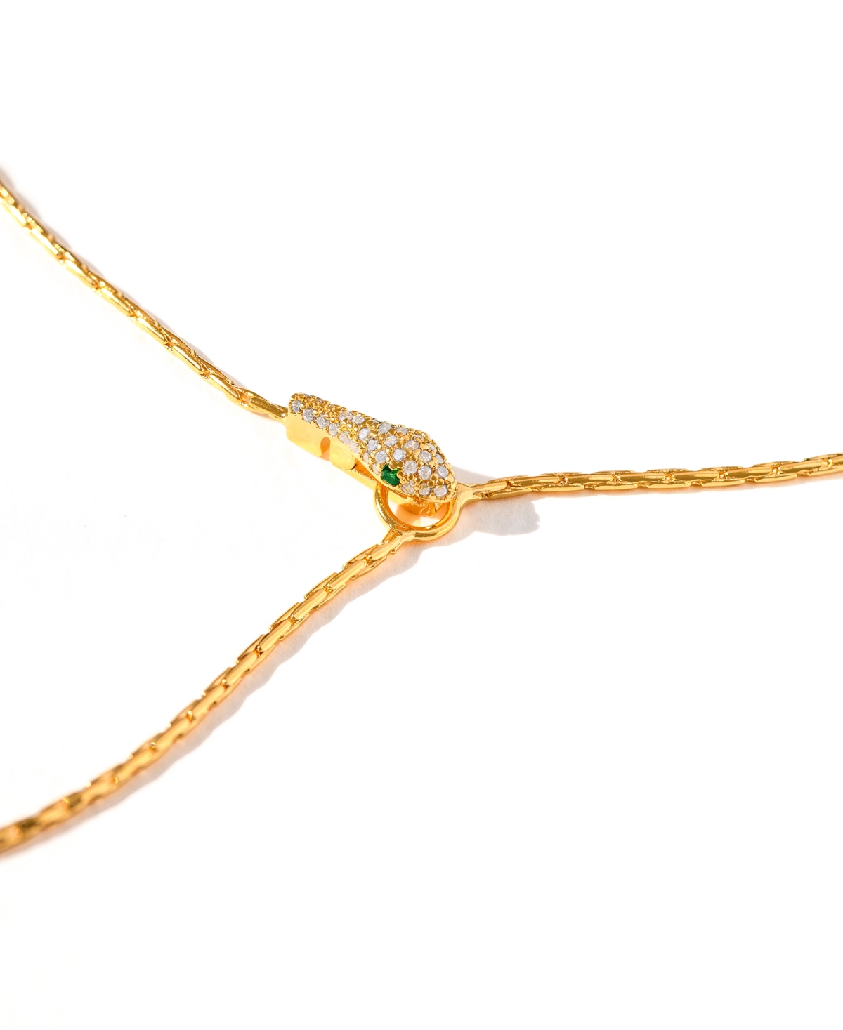 Girls Crew Crystal Viper Y Drop Gold Plated Necklace