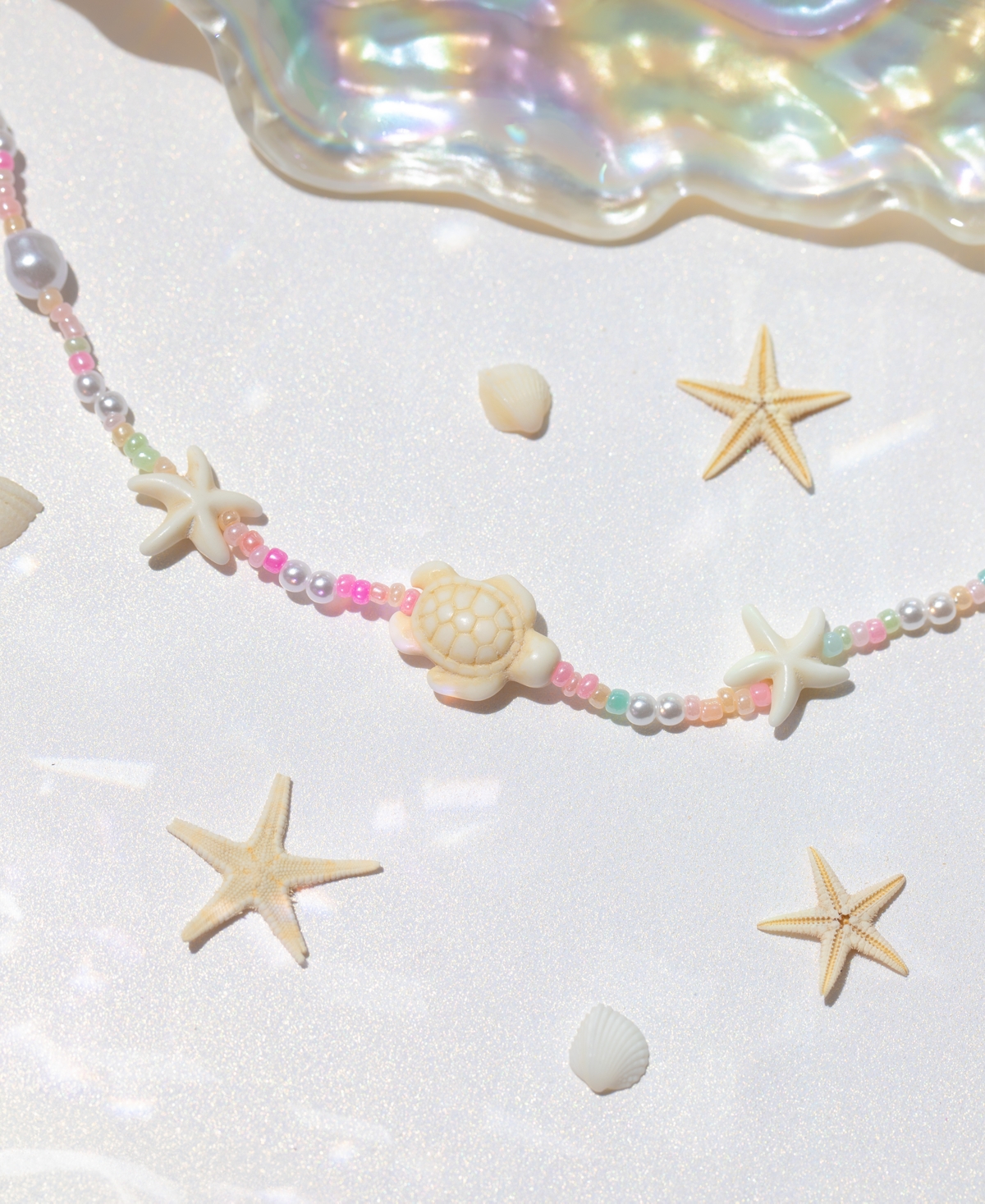 Girls Crew Crystal Turtle Bay Gold Plated Beaded Necklace