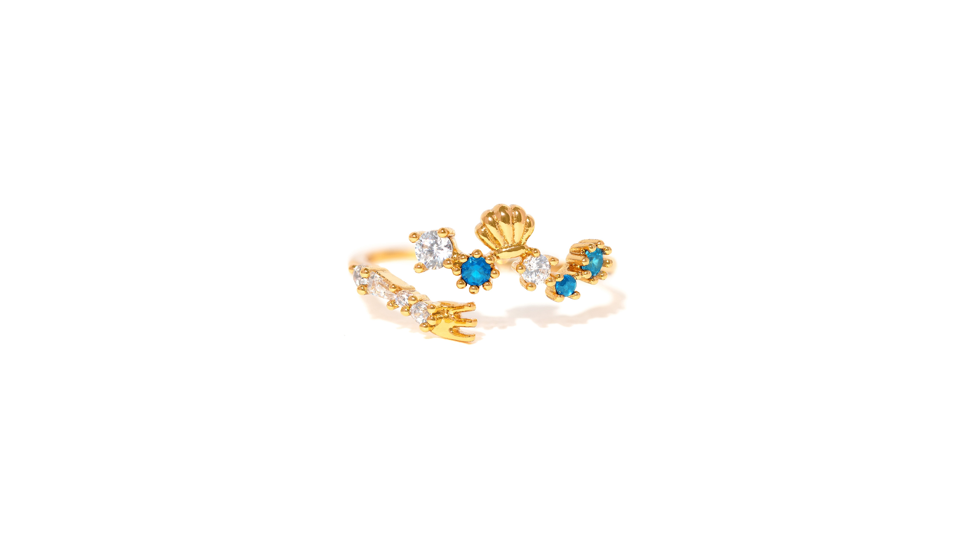 Girls Crew Disney Princess The Little Mermaid Ariel Crystal Gold Plated Rings