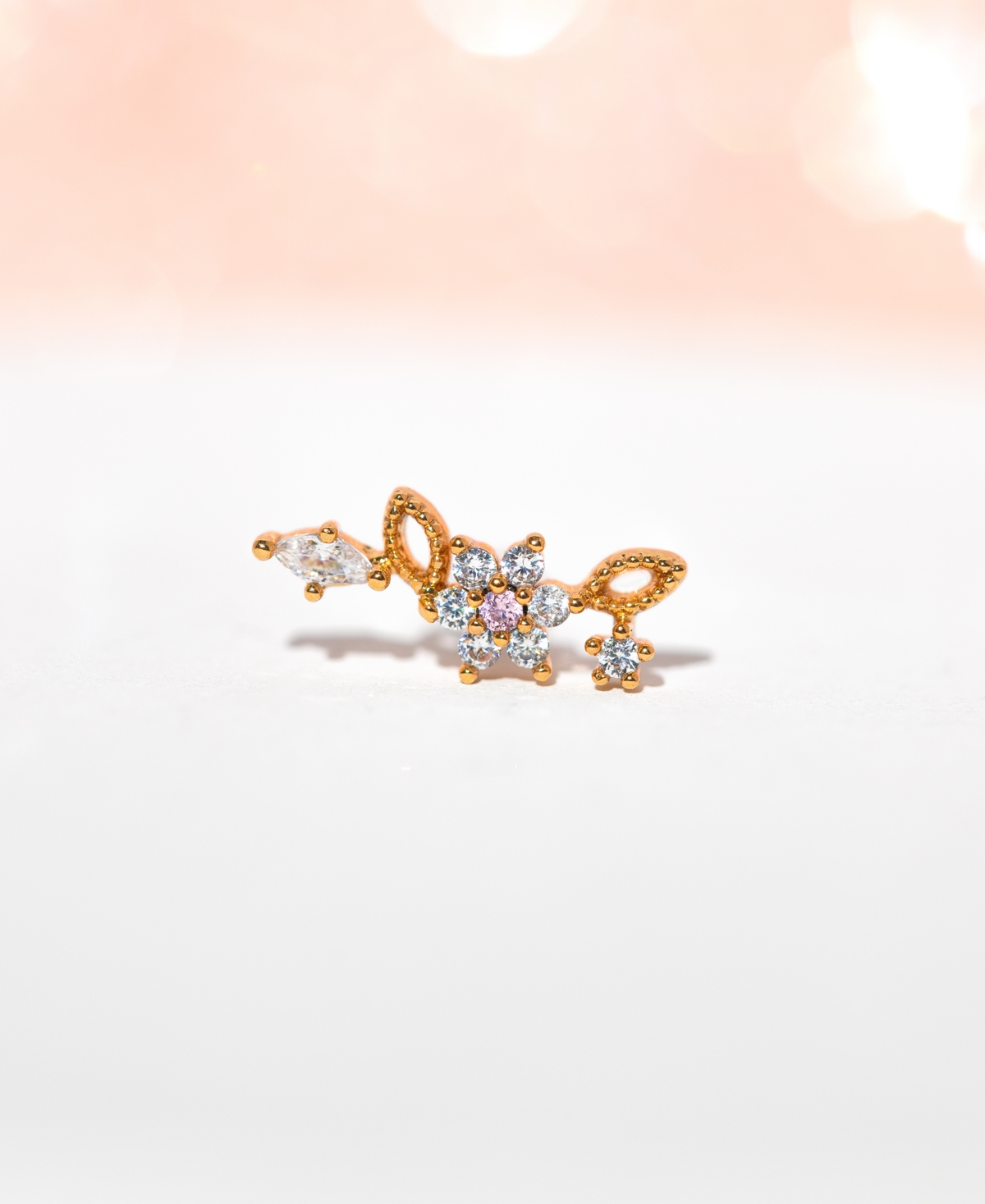 Girls Crew Gold Plated Sparkle Flower Crystal Piercing Style Earrings