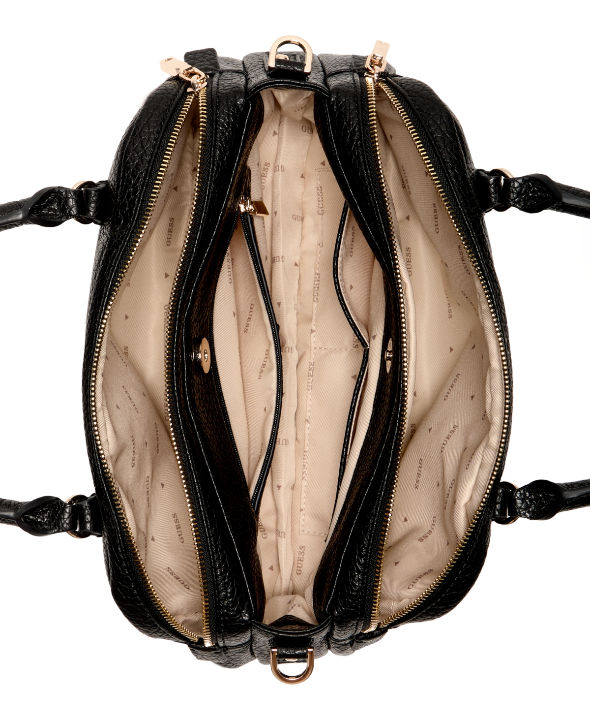 Guess Marsha Medium Box Satchel Bag In Black