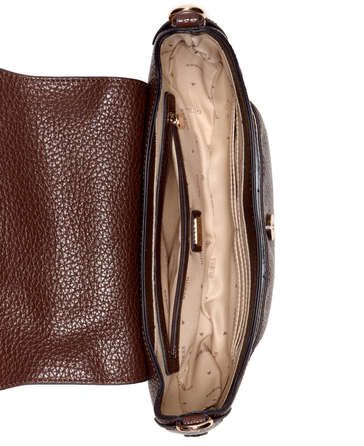 Guess Marsha Flap Small Shoulder Bag In Brown