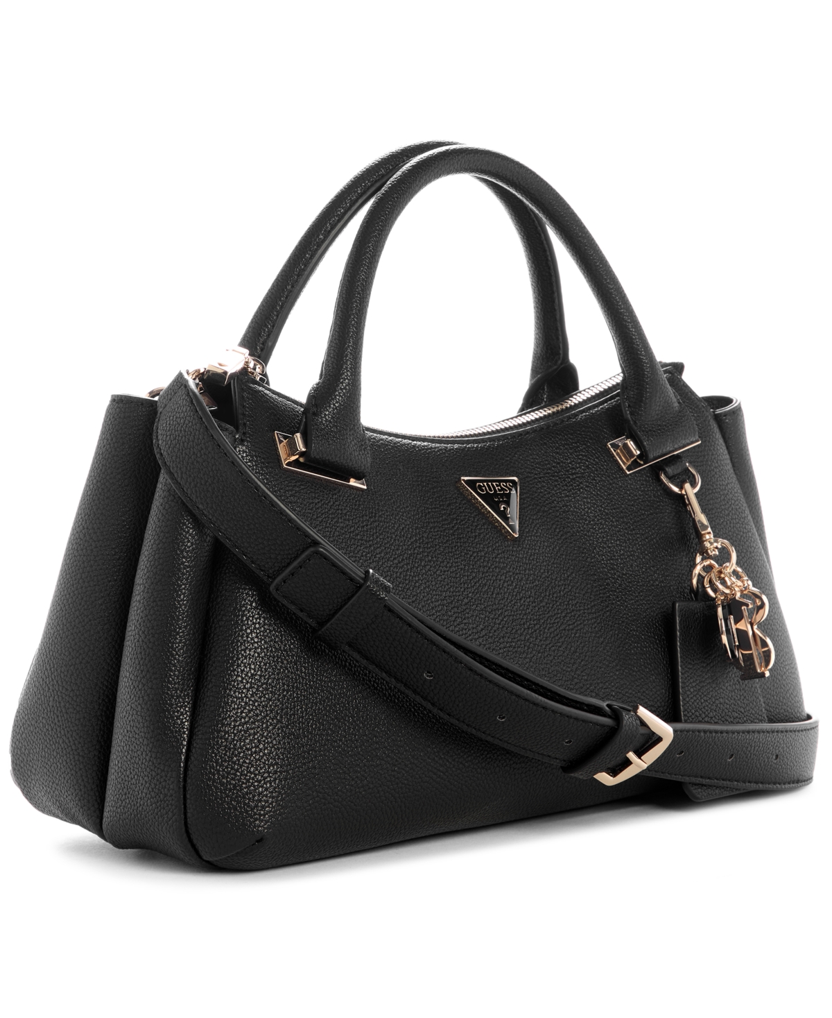 Guess Evie Triple Compartment Medium Satchel Bag In Black