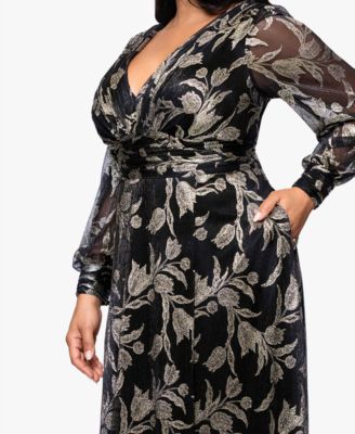 Plus Size Long Crinkle Sleeve A-Line Dress