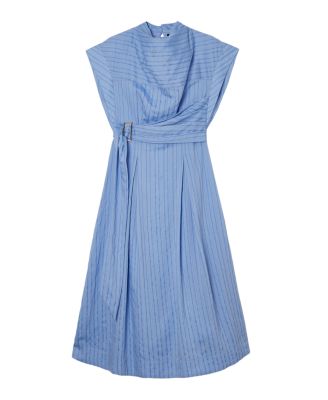 Women's Belted Woven Midi Shirt Dress