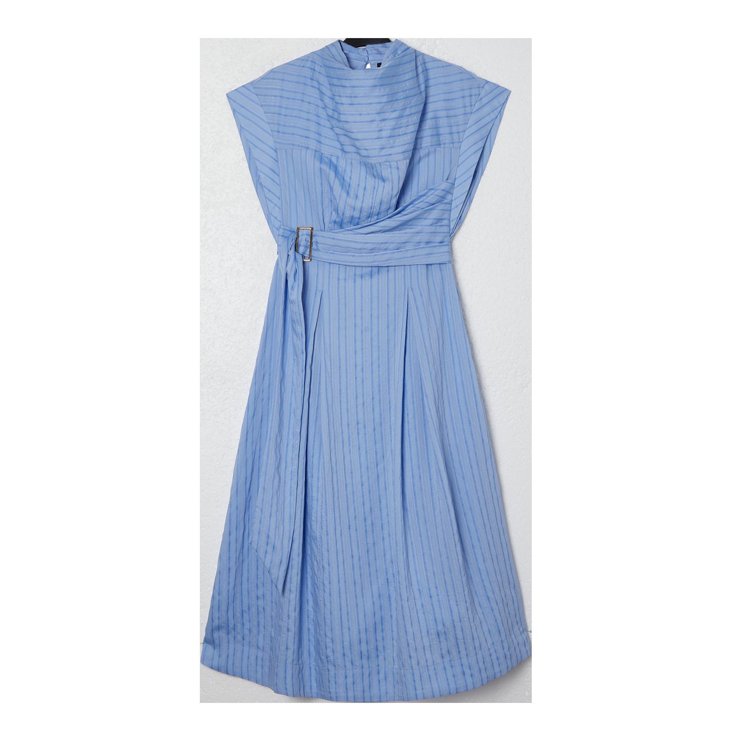 Women's Belted Woven Midi Shirt Dress