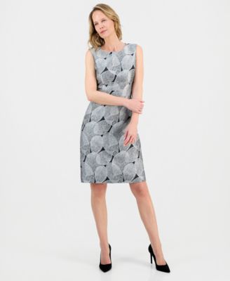Kasper - Women's Leaf Jacquard Sleeveless Sheath Dress