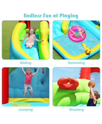Inflatable Kids Water Slide Jumper Bounce House Splash Water Pool with 735W Blower