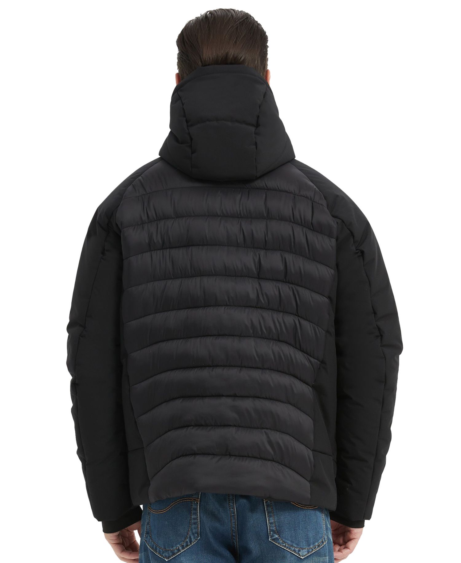 Men's Front-Zipper Hybrid Puffer Jacket