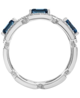 London Blue Topaz (1ct. t.w.) and Diamond (1/4 ct. t.w.) Ring in 14k White Gold