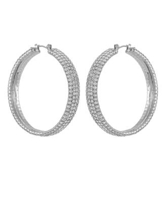 Rhinestone Pave Large Hoop Earrings