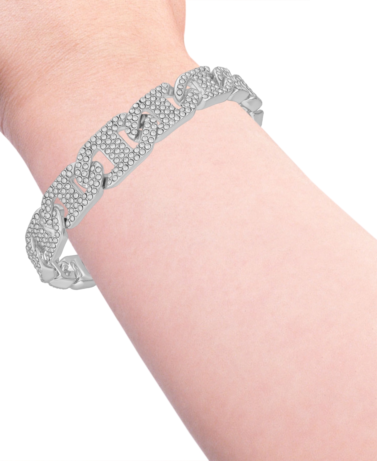 Guess Glass Stone Pave Gold-tone Chain Bracelet (also In Silver-tone) In Metallic