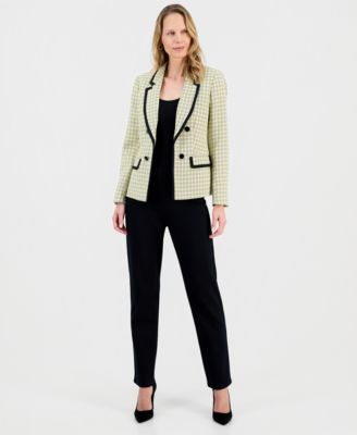 Women's Tweed Faux-Double-Breasted Jacket, Regular & Petites