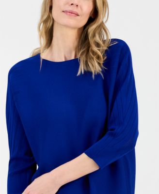 Women's Boat-Neck Multi-Stitch Dolman-Sleeve Sweater 