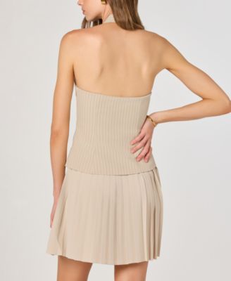 Women's Halter Vest Pleated Mini Dress