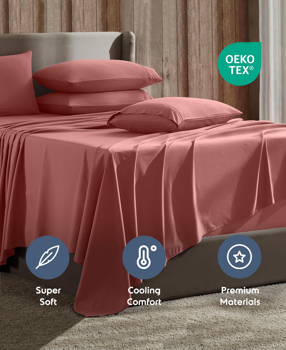 Nestl Extra Deep Pocket 6-pc. Sheet Set, California King In Pink