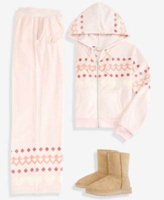 Fleece Zippered Hoodie & Wide-Leg Pants