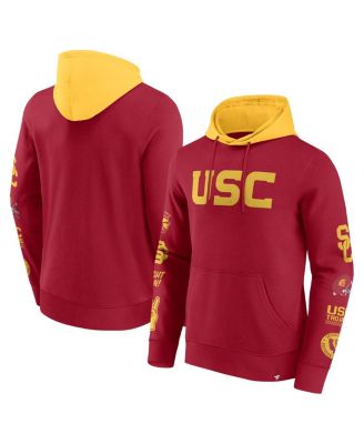 Fanatics - Men's Cardinal/Gold USC Trojans Color Block Badge Fleece Pullover Hoodie