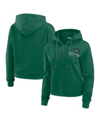 WEAR by Erin Andrews - Women's Green New York Jets Waffle Hoodie Pullover Top