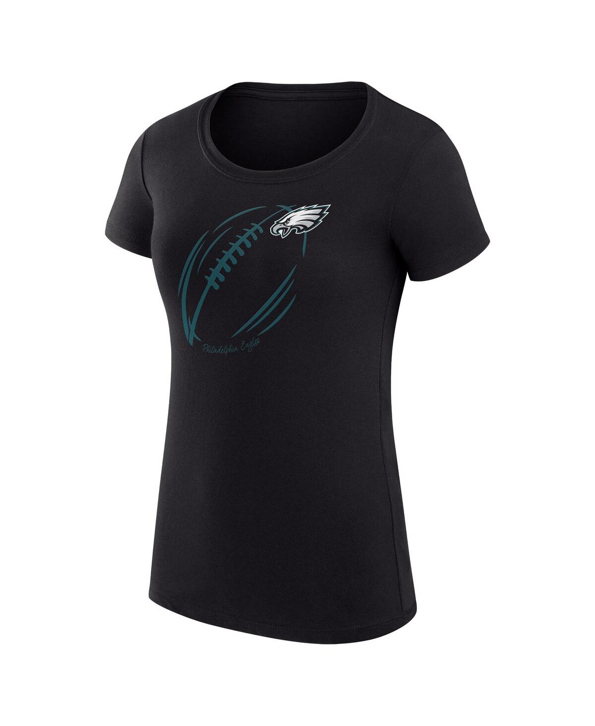 G-iii 4her By Carl Banks Women's Black Philadelphia Eagles Super-slim Fit Lightweight Subtle Football T-shirt In Black