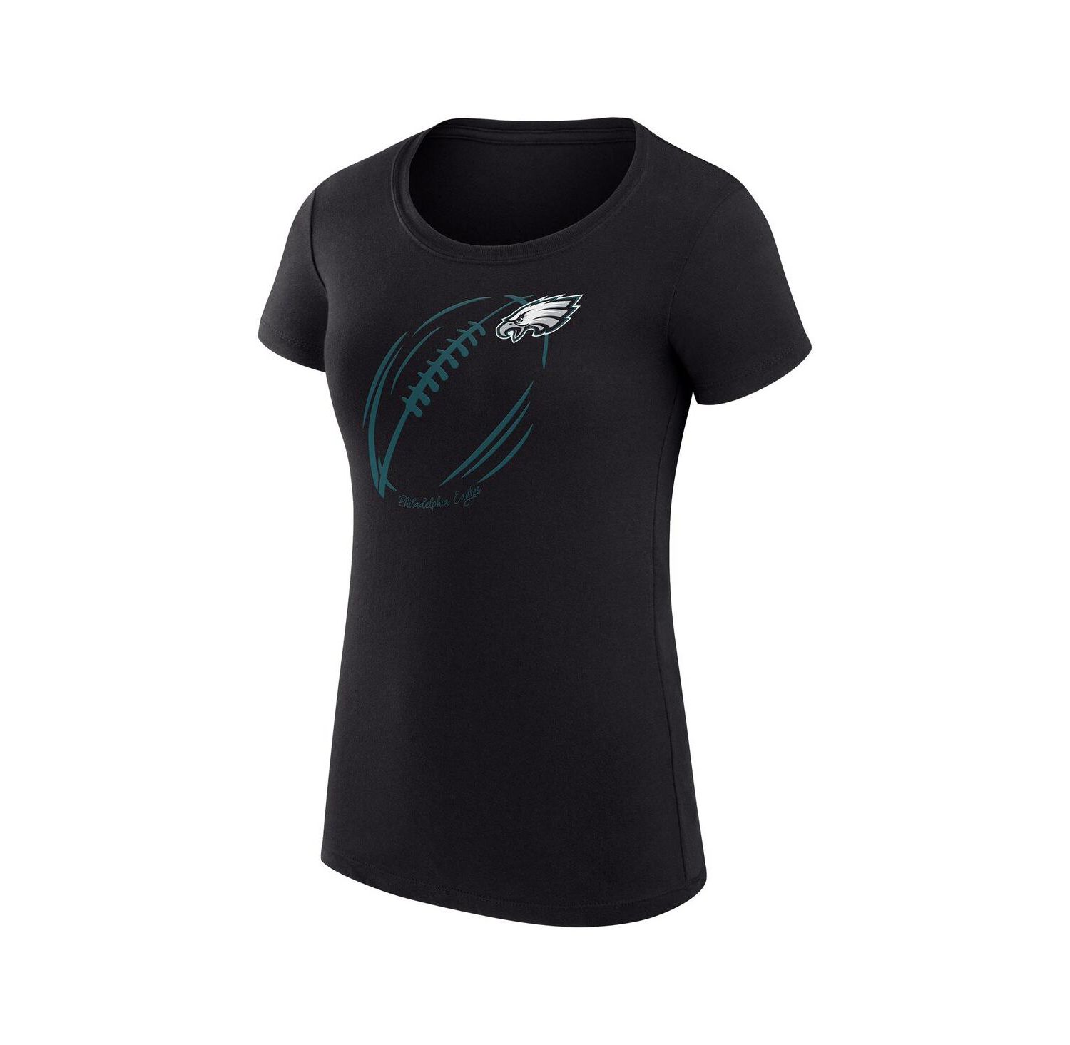 Women's Black Philadelphia Eagles Super-Slim Fit Lightweight Subtle Football T-Shirt